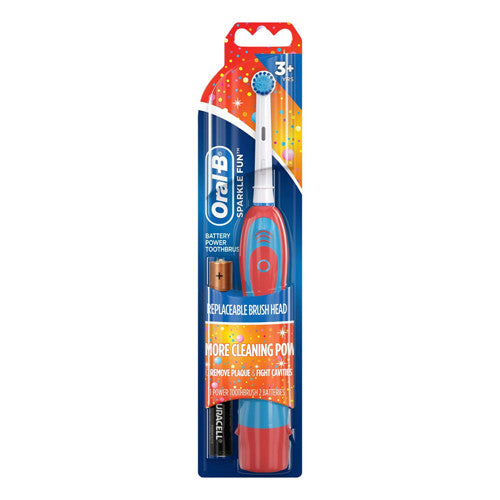 Oral B Kids Sparkle Fun Battery Power Toothbrush with Replaceable Brush Head, 1 Ea